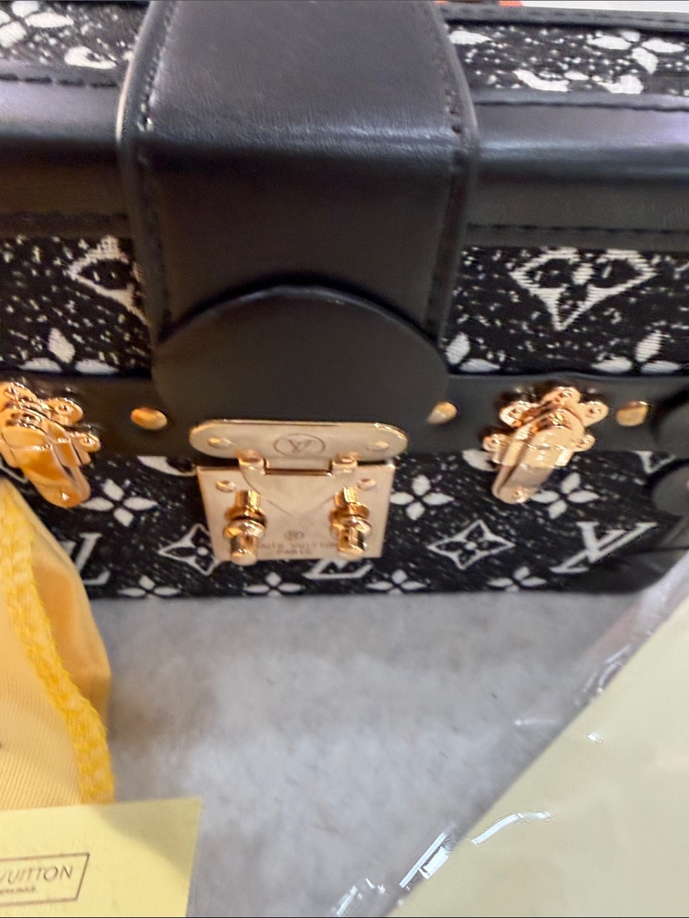 Black Mini Trunk Crossbody with Gold Hardware - Picture 3 of 12